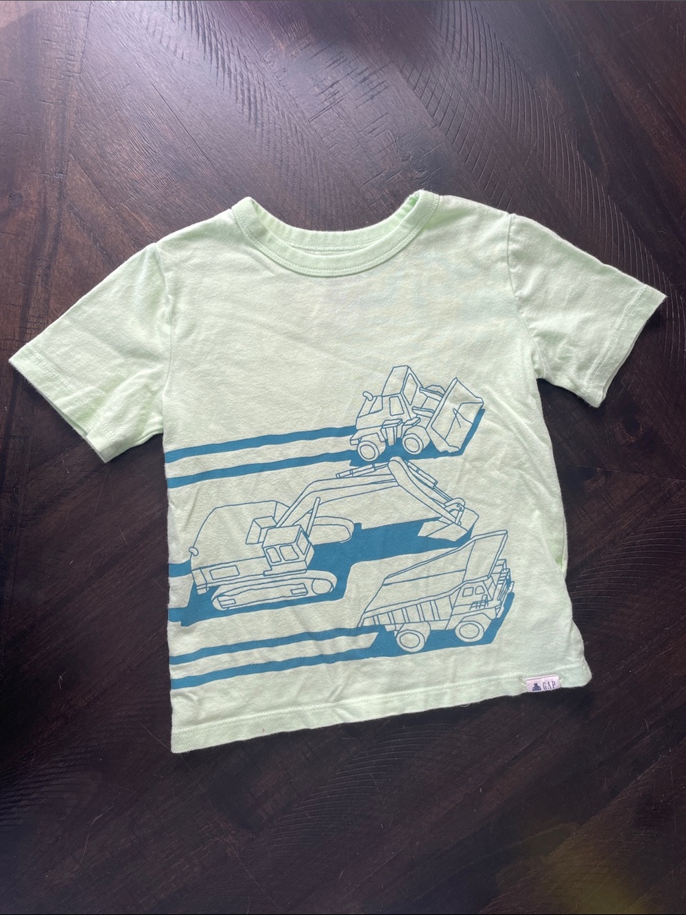 GAP Light Green Tee with Blue Construction Trucks